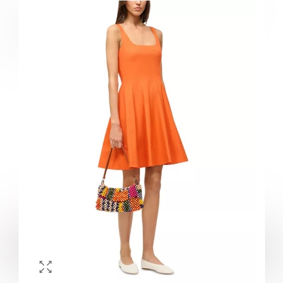 Staud Wells Mini Dress in Orange - Sleeveless A-Line Dress - Picture 3 of 9